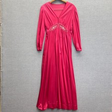 Vintage Lorraine Pink Long Sleeve Nightgown Robe Set Floral Nylon S
