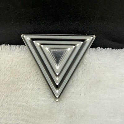 Vintage Lea Stein Paris Brooch Black White Grey Triangle Geometric