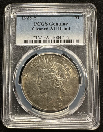 1923-S Peace Dollar PCGS AU Details Cleaned