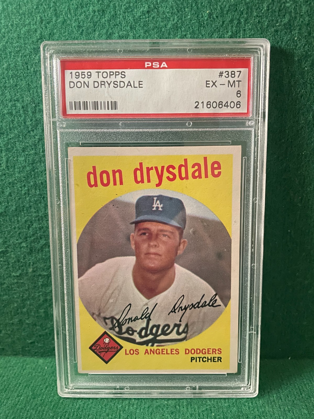 1959 Topps #387 Don Drysdale PSA 6 EX-MT