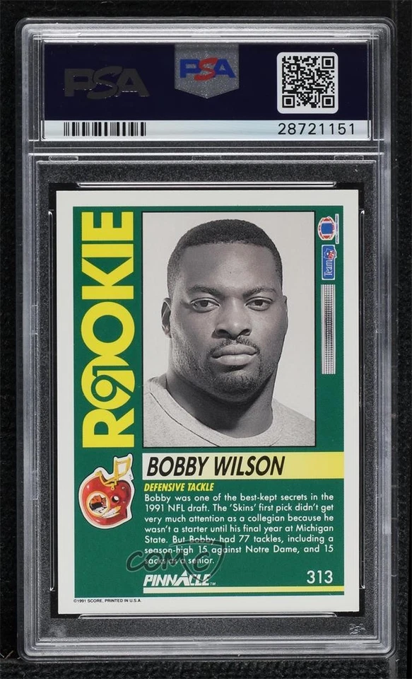 1991 Pinnacle Bobby Wilson #313 PSA 8 Rookie RC - Image 2 of 2