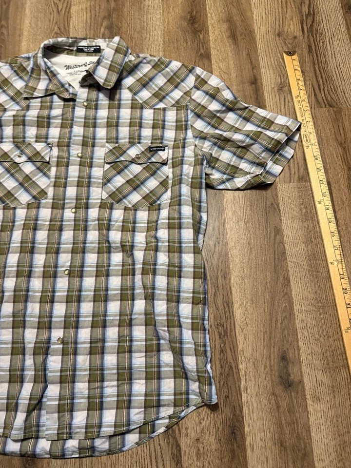 Volcom Shirt Men's Large  Blue Green White Brown Red Short Sleeve Button Up - Image 4 of 4