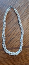 Vintage Freshwater Pearl Necklace Triple Strand Approx 18" Silver Closure