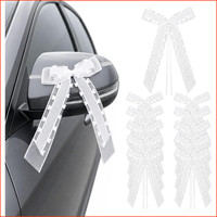 Autoschleifen Hochzeit 100 StüCk Weiß Satin 25X12Cm Deko FüR Hochzeitsauto