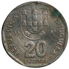 1987 Portugal Republica Portugesa 20 Escudos Coin