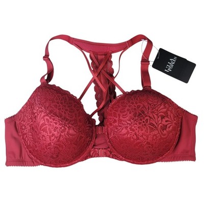 Ulla Popken Front Closure Underwire Bra Red 46C Adj Lace Racerback T Strap NEW