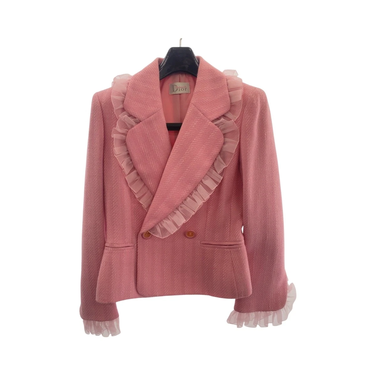 Dior giacca vintage con volant e volant rosa lana