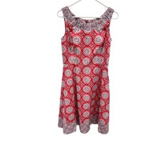 Talbots Women's Size 4 Geo-Print Fit-and-Flare Midi Dress Multicolor