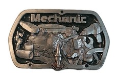 MECHANIC METAL HEAVY BELT BUCKLE MASTERPIECE MADE IN USA - AUTOMOTIVE ROCKLIN CA