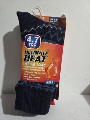 Ultimate Heat Thermal Socks – 4.7 TOG – Men’s Warm Winter Socks Size (6-11) UK
