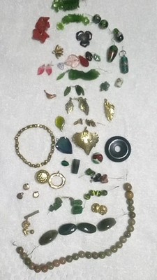 Antique Jade, Peridot And Other Gemstone Hand Crafted Pendants & Beads 