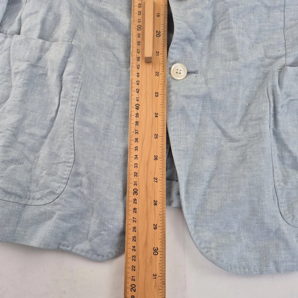 Blazer CORNELIANI 42R Azul Para Hombre Lino Lino Seda Informal Verano Chaqueta Semi Forrada Foto 2 de 4