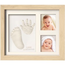 Baby Hand and Footprint Kit - Quick Solo Keepsake Frame, 11" x 8.8", Ash Wood