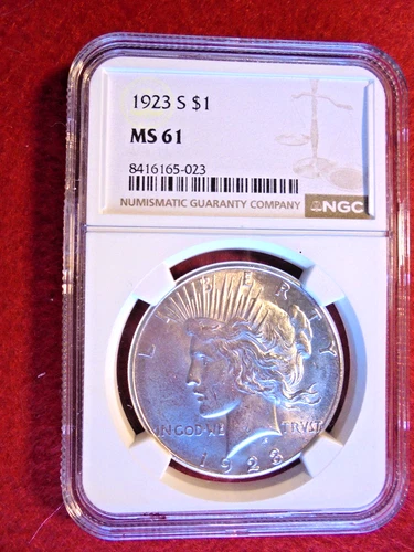 1923-S $1 Peace Dollar NGC, MS-61 Bright Luster Looks Much better than the Grade