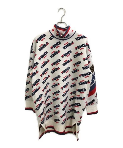 Abito in maglia manica lunga FENDI x FILA con logo all over taglia L autentico #EC ACC