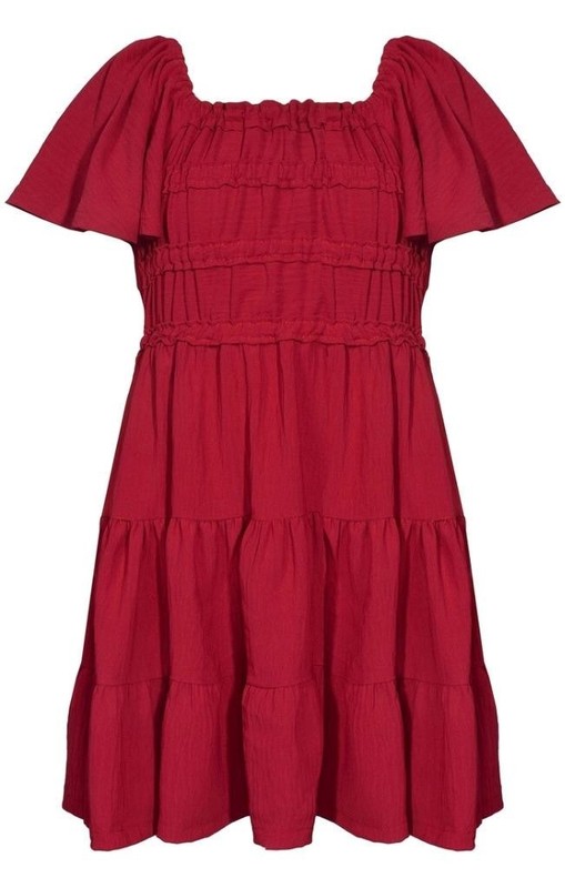 NEW Bonnie Jean Girls Size 8 "RED SMOCKED BODICE" Tiered Tie Back Dress NWT