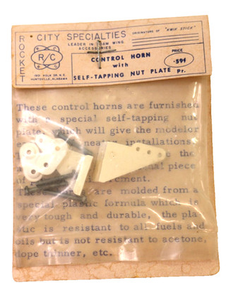 Vintage Rocket City  Control Horn w Self taping Nut Plate for  R/C Models New