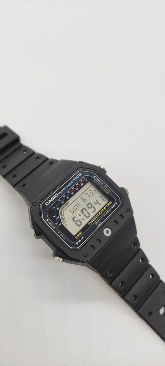 NOS Casio TS-1200 Thermometer WR 100M VIintage Digital Watch Japan