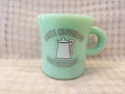 Rare Old Fire-King Jadite WHITE COFFEE POT Restaurant Advertising Coffee Mug