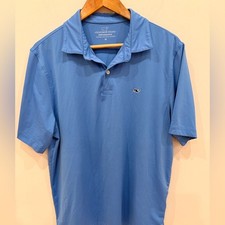 Vineyard Vines Performance Polo Shirt Blue Mens Medium Stretch Golf