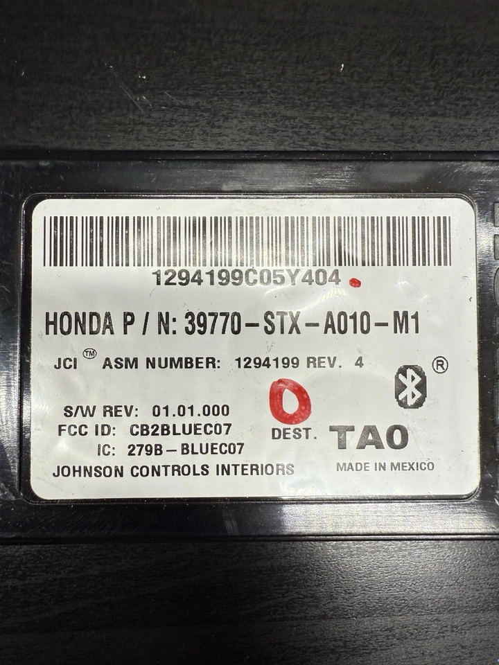 Módulo de comunicación Acura MDX 2007-2009 Bluethooth original OEM 39770-STX-A010-M1 Foto 3 de 4