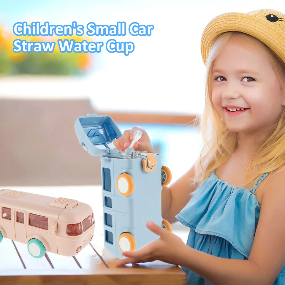 Car Straw Water Cup 500ml Bus Water Bottle with Shoulder Strap Small Square - Image 2 of 4