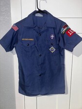 Boy Scouts of America Uniform Shirt Youth Large Blue Cub Scout Cotton Poly Blend