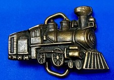 RR Steam Engine Train Rail Road collectable 1970's Solid Brass Belt Buckle - BTS