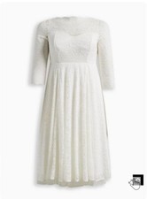 Torrid Ivory Lace Tea-Length Wedding Dress | Plus size 16 NWT