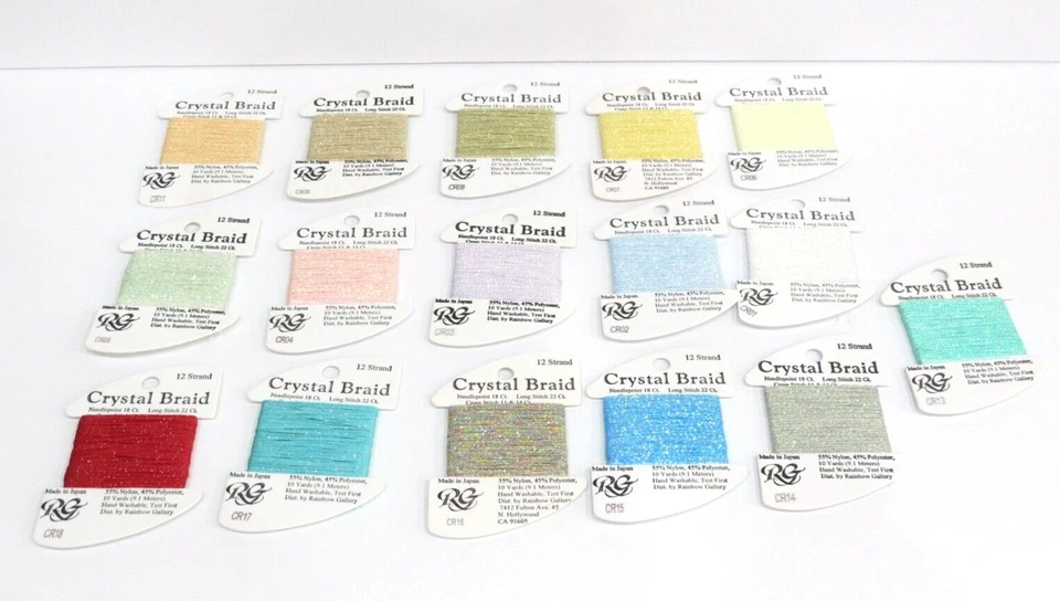 Rainbow Gallery Crystal Braid Metallic Fiber Thread 16 cards Needlepoint Canvas - Image 2 of 2