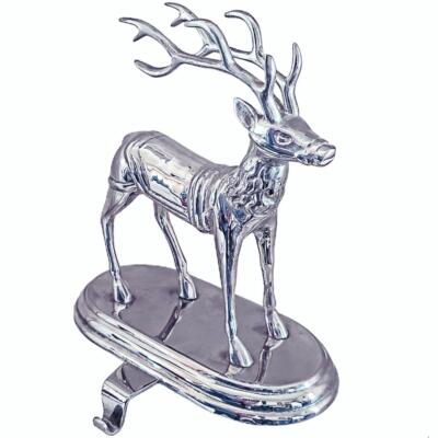 Vtg Frontgate Schwer Sterlingsilber Platte 3D Rentier Weihnachtsstrumpf Hänger