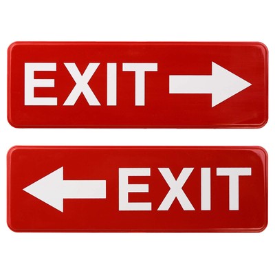 Easy to Mount 9 by 3 in Informative Plastic Left & Right Arrow Exit Sign with...