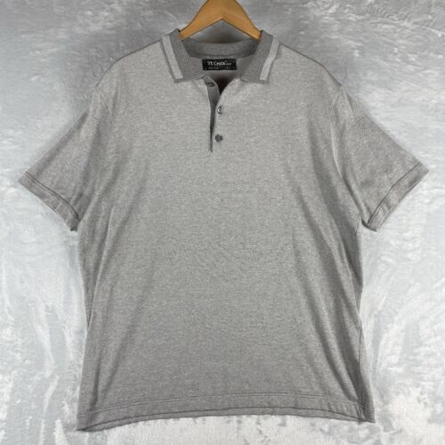VTG St Croix Sweater Polo Mens XL Gray Stripe Short Sleeve Knit Thin USA Grandpa - Picture 1 of 6
