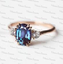 925 Sterling Silver Alexandrite Gemstone 6 8 mm Oval Cut Cubic Zircon Prong Ring