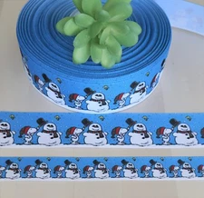 7/8 & 1.5" (1 YD) Snoopy Christmas Ribbon Snowman Woodstock Beagle Dog Peanuts