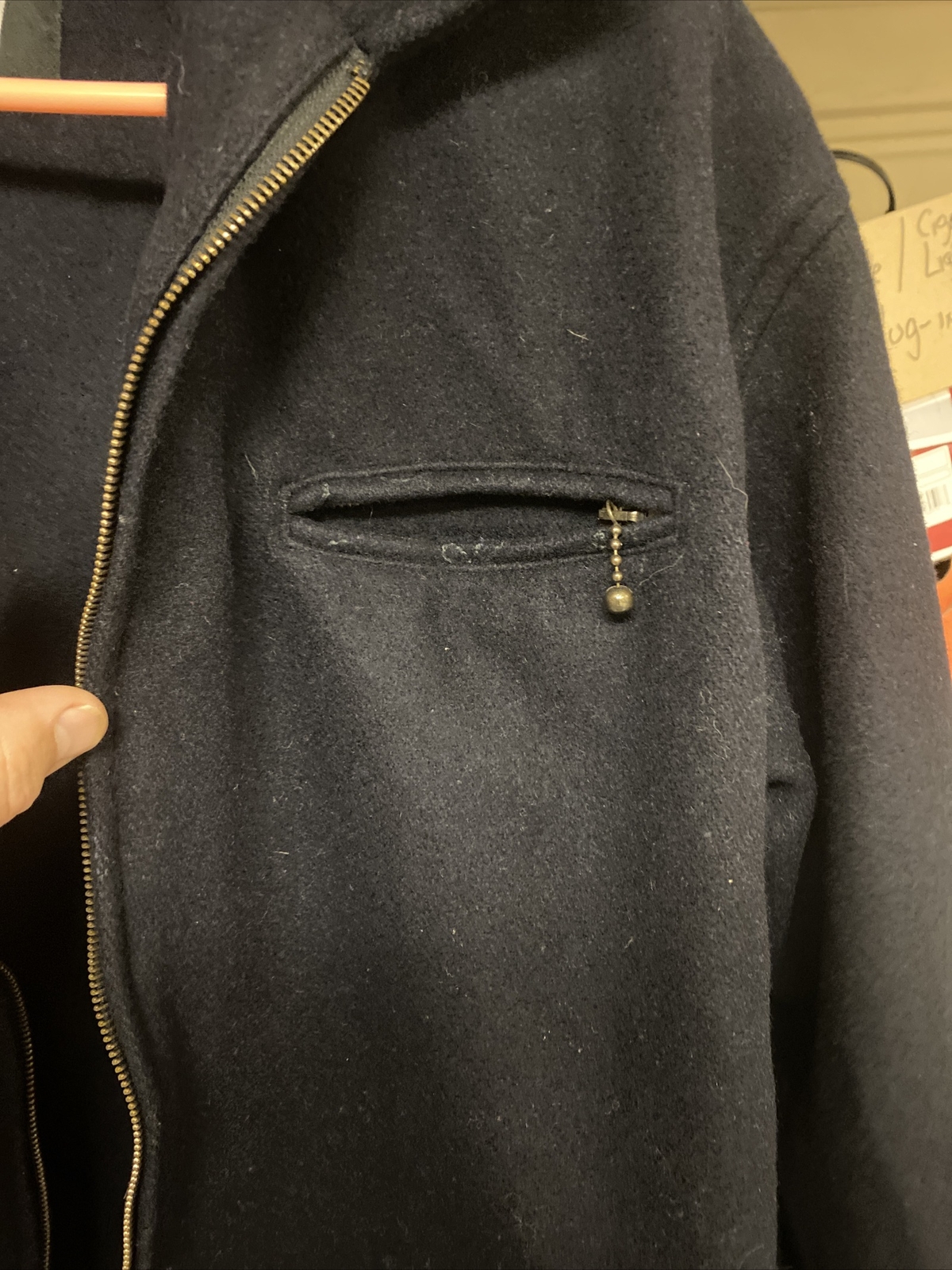 Vintage Cat Caterpillar Men's Black Coat Wool Zippere… Gem