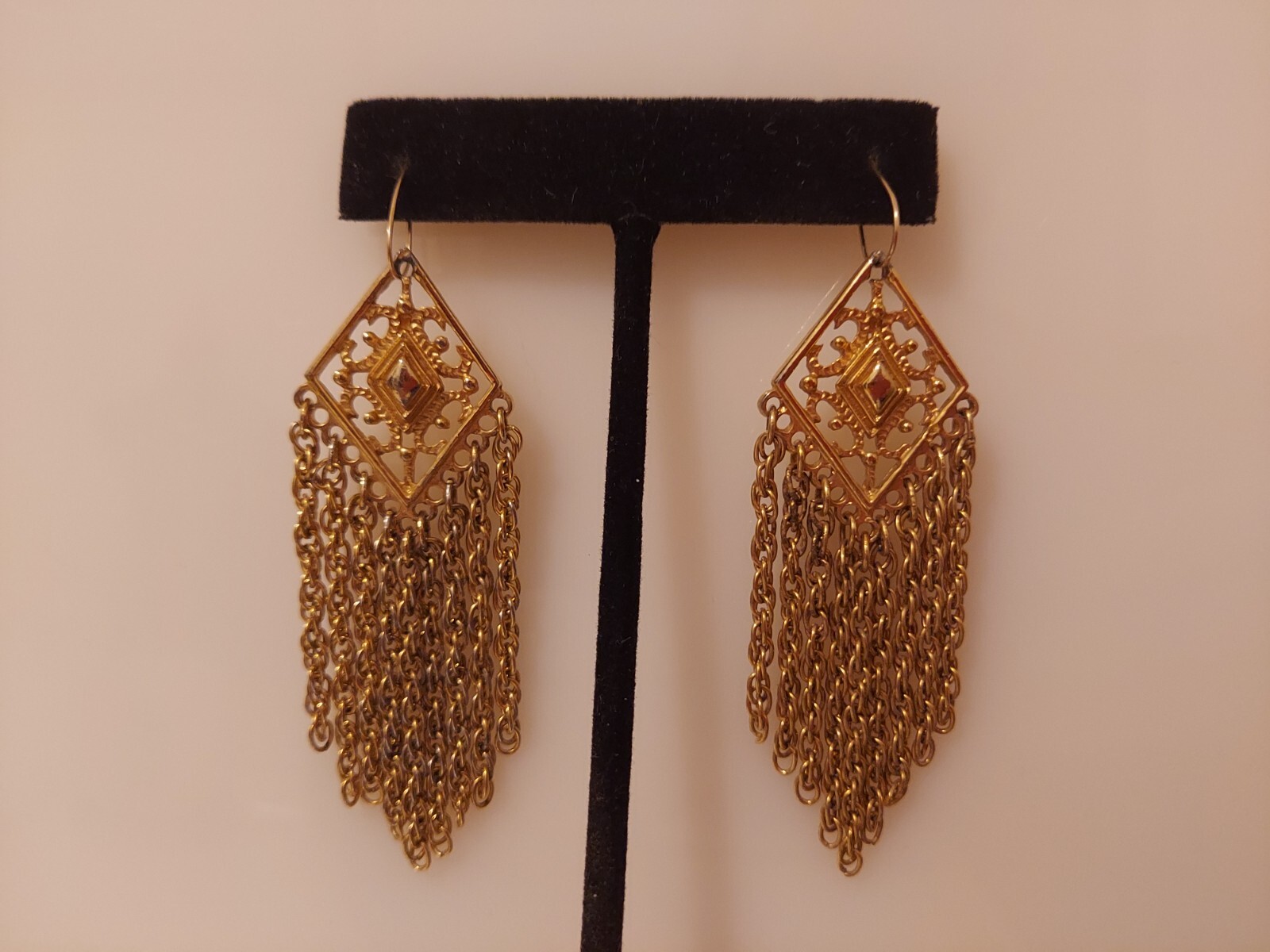 statement goldtone chain drop dangle earrings 2.2… - image 2