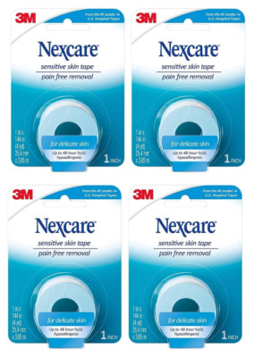 Klebeband empfindliche Haut Nexcare 1 Zoll x 4 Yard (4 Stück) UK-Bestand