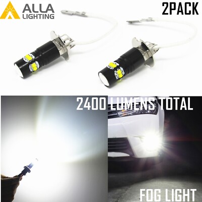 Alla Lighting 6000K White H3 Fog Light Bulb Direct Replacement Convert Bulb Lamp
