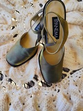 Metallic VTG Olive Grn Womens Block Heels sz 7 M 3 1/2"Heels,Round Toe Gorgeous