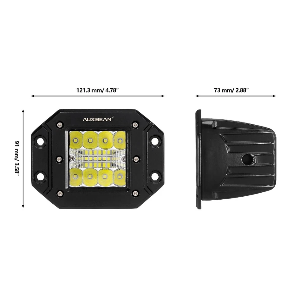 Flush Mount LED Pods 2x 5'' 84W Driving Work Light Bar for Truck UTV ATV SUV Car - Image 2 of 4