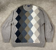 Dockers Sweater Men's XL Beige Crew Neck Acrylic Diamond Pullover