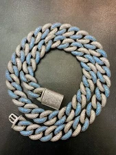 Mens Customized Designer Iced Cuban Link Chain Necklace Icy Choker 15mm SilverCz