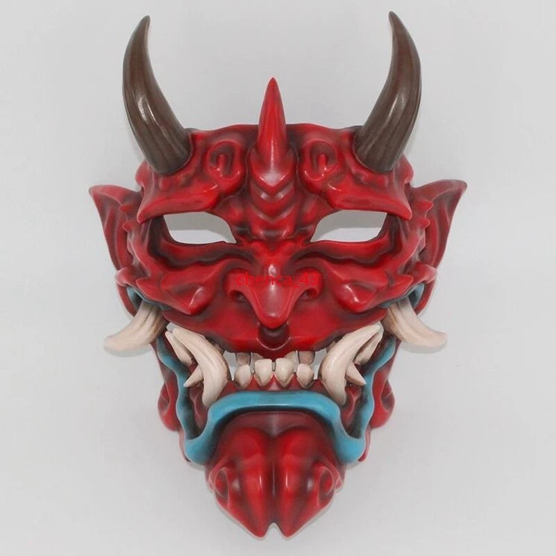 Unisex Devil Mask Japanese Hannya Demon Oni Samurai Kabuki Fancy Dress-up Props - Image 4 of 4