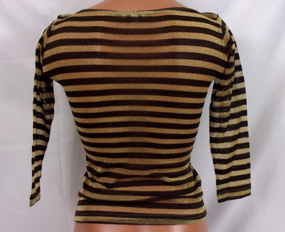 Sauvage Wear Manga 3/4 Rayas Brillante Cubierta Grande Marrón/Dorado 1023L Foto 3 de 3