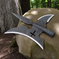 Hand Forged Medieval Halberd With Cross Design Forged Carbon Steel Viking Axe