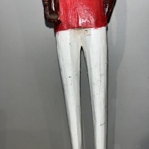 Art Africain Lot De 2 Grandes Statues Colon Africain Costumes En Bois - Foto 9 di 24