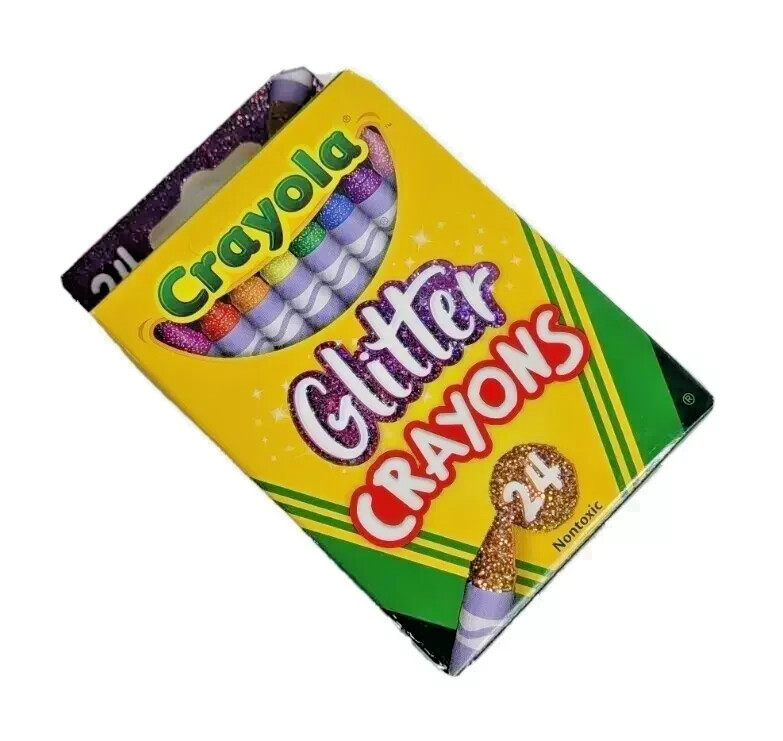 Crayola Glitter Crayon Box 24 Crayons NonToxic Colorful and Sparkly!