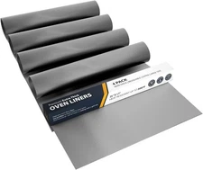 4-Pack Oven Liners 17"x25" Heavy Duty Non-Stick Reusable Mats Silver