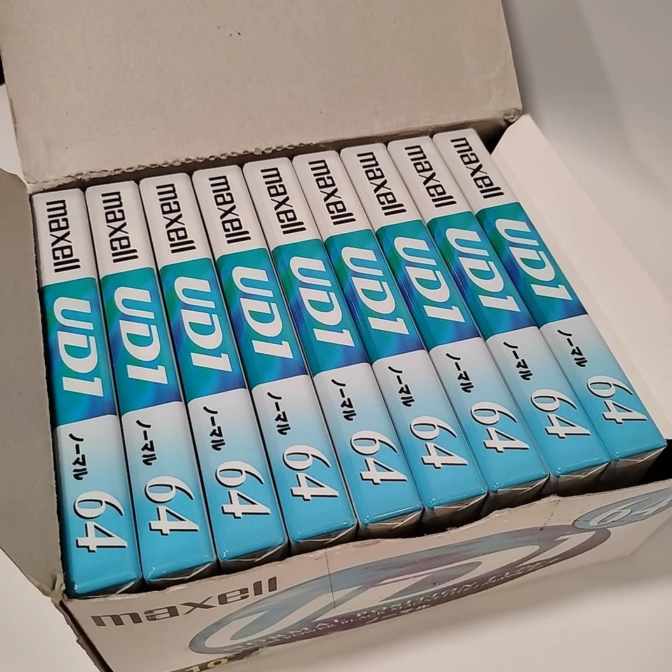 Lote de 9 fitas cassete Maxell UD1 64 seladas posição normal tipo I novo na caixa - Imagem 4 de 4